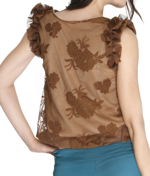 Cheap & Chic Ruffled Brown Top
