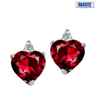 Facetz Red Heart Diamond & Ruby Earrings