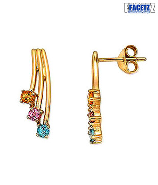 Facetz Multicolour Gemstone & Gold Earrings