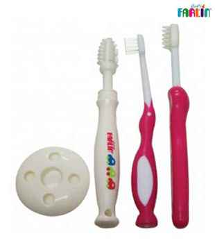 FARLIN 3 Stages Pink Toothbrush Set