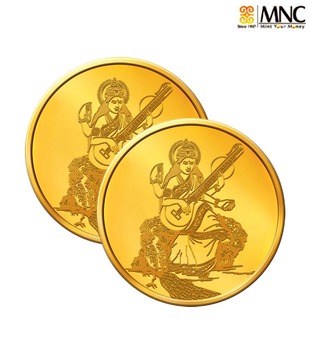 MNC 10 Gm 24kt Hallmarked Goddess Saraswati Gold Coin With 995 Fineness