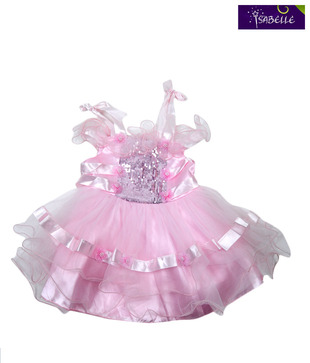 Isabelle Lacy Pink Frock For Kids