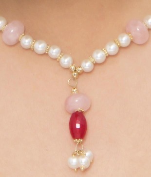 Isabella Ruby Red Pillar Beads Necklace Set