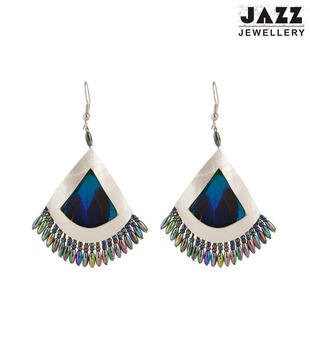 Jazz Lovely Peacock Feather Shaped Multicoloured Earrings
