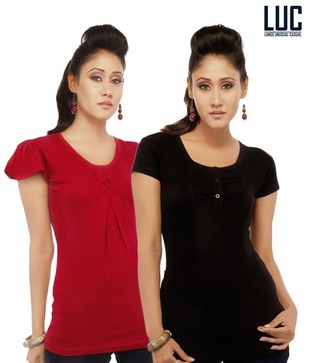 Lanos Vibrant Red & Black T-Shirt Combo