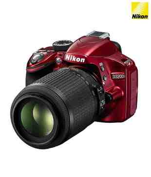 Nikon DSLR D3200 (Red) with AF-S 18-55mm VR Kit Lens(with4 GB SD Card+DSLR Bag)