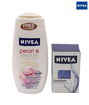 Nivea  Shower Cream Oil Pearl &Beauty 250 ml (Free-1 Loofah)