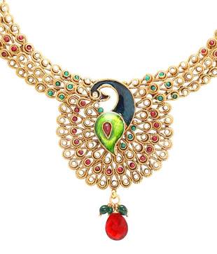 Sia Ethnic Golden Rasrawa Necklace Set