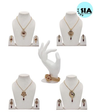 Sia Elaborate Pewter Necklace Set And Bracelet Combo