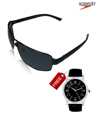 Speedo Slic Aviator  Black Sunglasses With Free MTV Watch Worth Rs 2999