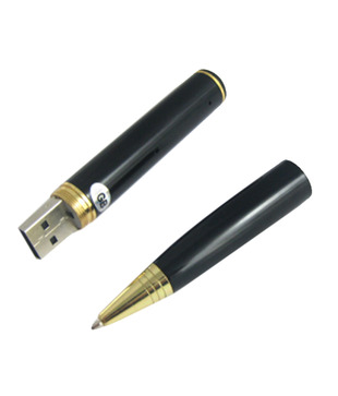 Black Gold Pen with High Quality Video Camera + Built-in 4GB USB Pen Drive + Free Parker Ball Pen
