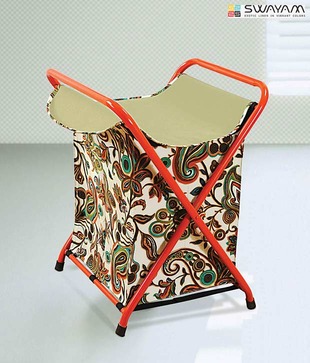 Swayam Beige & Orange Paisley Print Laundry Bag