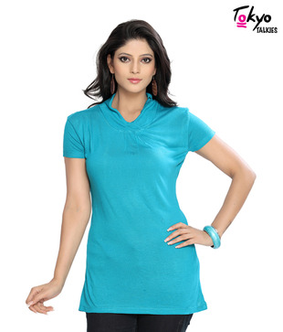 Tokyo Talkies Turquoise Blue Breezy Top