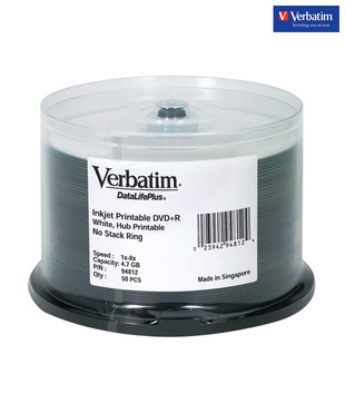 Verbatim Dvd+R Dl 8.5Gb Wide White Inkjet 8X 50Pk Spindle