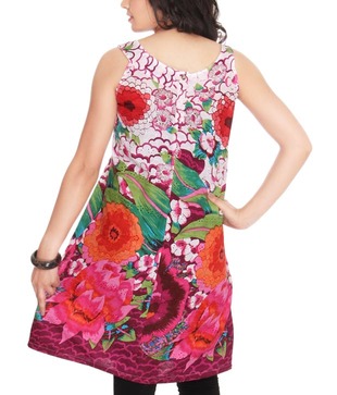 Frolic Pink-White Printed Tunic