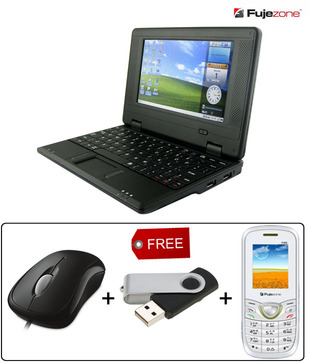 Fujezone Mini Laptop (WIFI Connectivity)- With Free Fujezone Fire Mobile Phone + Optical Mouse + 4 GB Pen Drive