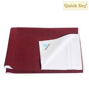 Quick Dry Plain Waterproof Maroon Single Bed