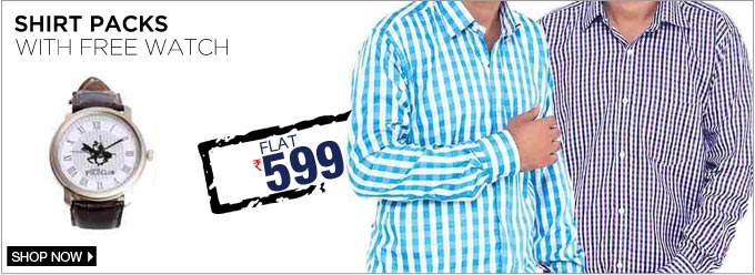 Shirt Packs With Free Watch - Rs.599